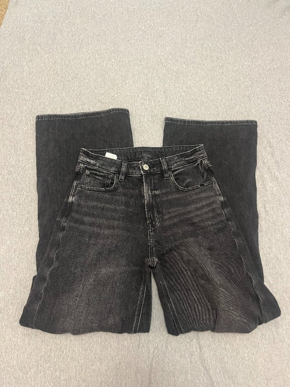 Women's American Eagle Ripped Black Wide Leg Jeans Size 2
